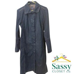 GAP Women’s Denim Coat Tailored Fit Princess Seams Snap Front Size S EUC